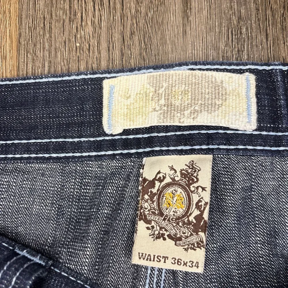 Rich Kids RK Jeans Mens 36x34‎ Blue Denim Pants 90s Hip Hop Baggy Y2K Vintage